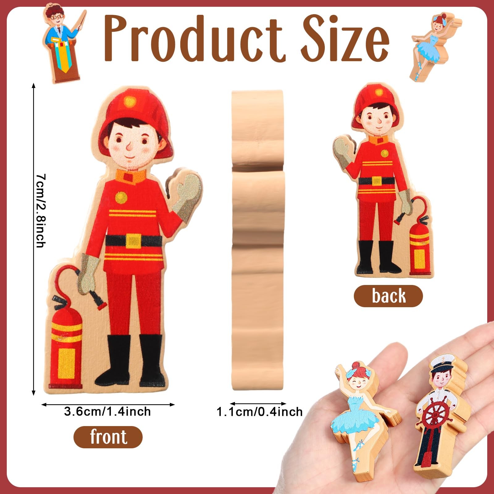 Wooden Toys Set for Preschool Classroom – Multicultural Career People Blocks …