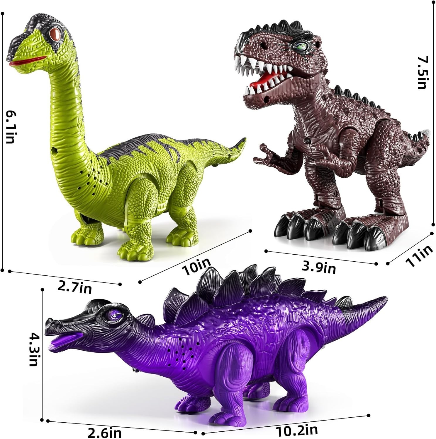 Interactive Dinosaur Figures 3-Pack