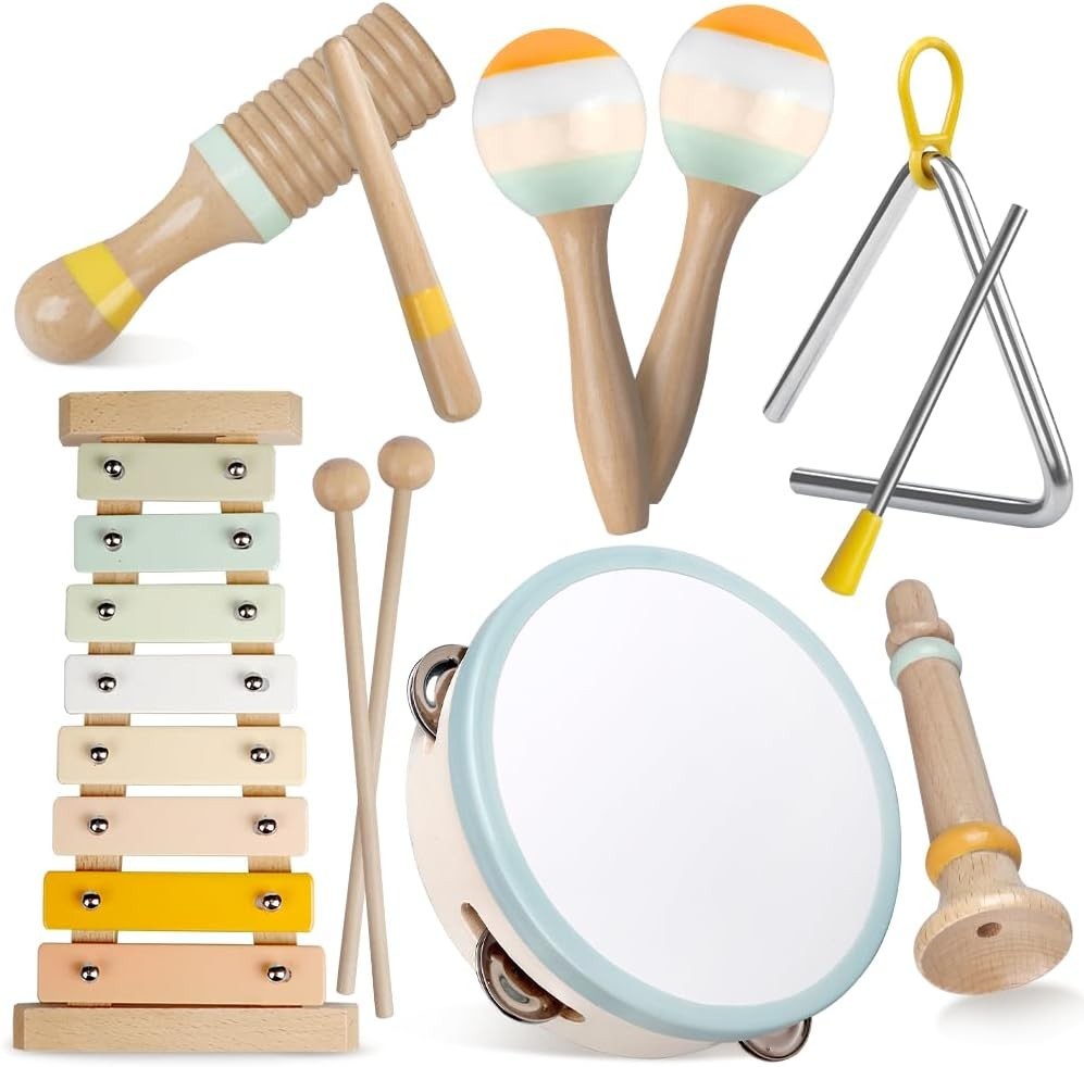 Baby Musical Instruments-Montessori Wooden Toys for Toddlers 1-3,Neutral Colo…