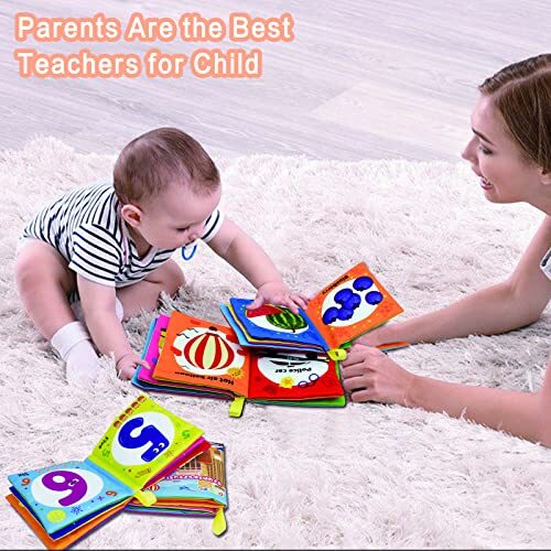 Soft Cloth Book for Baby Infant Toddler Kids 6-Pack Crinkle Squeaky Washable Non