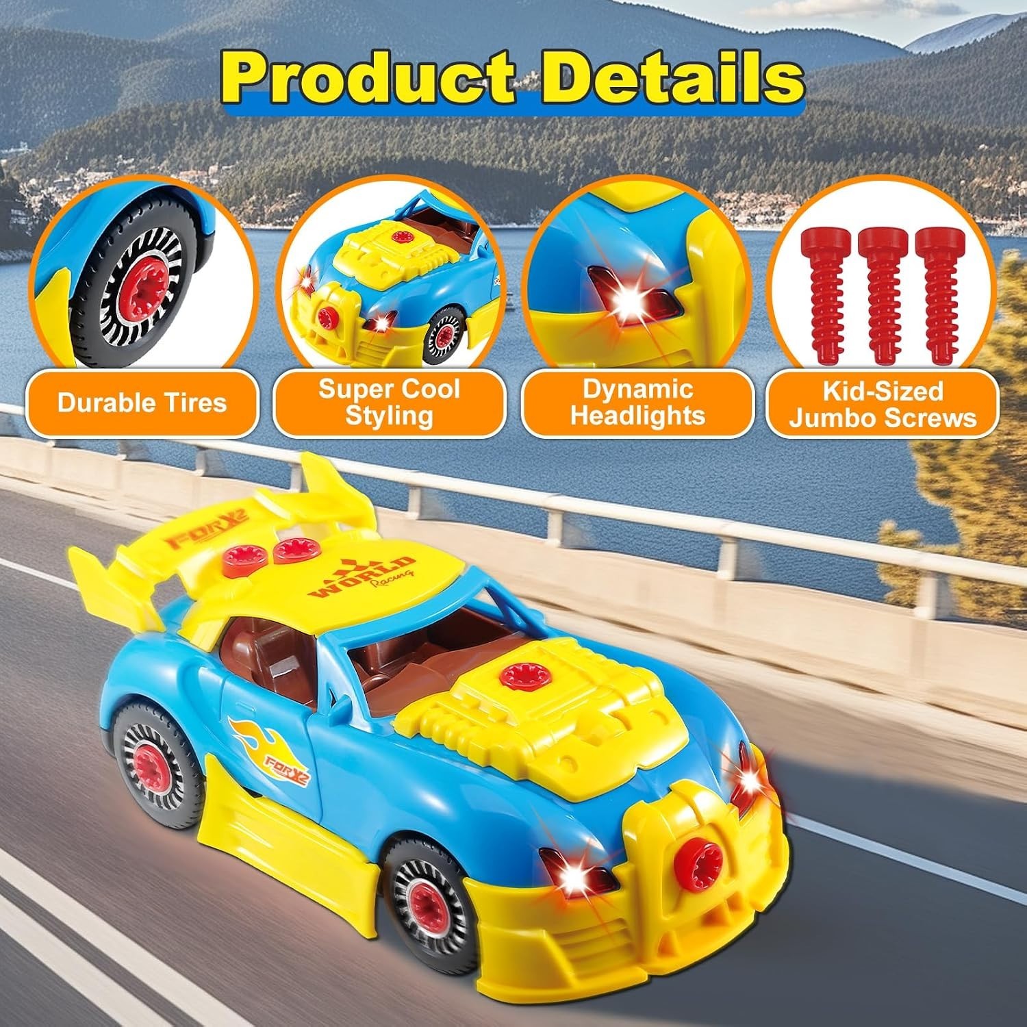 Build Your Own Car Construction Toy Set with Electric Drill and Realistic Sounds