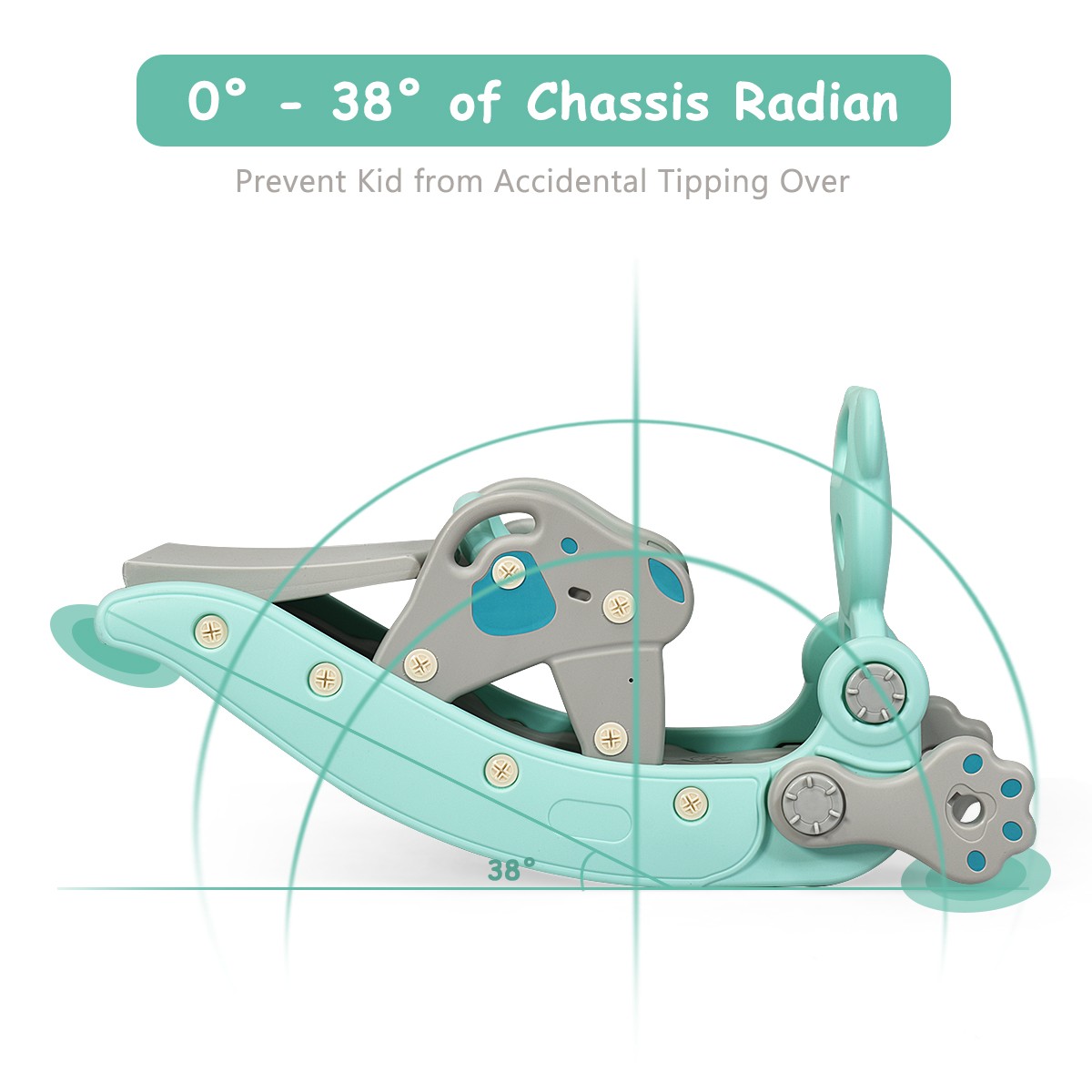 Baby Rocking Horse Slide Set 4-in-1 Kids Swing Toys w/ Basketball Hoop Ferrule
