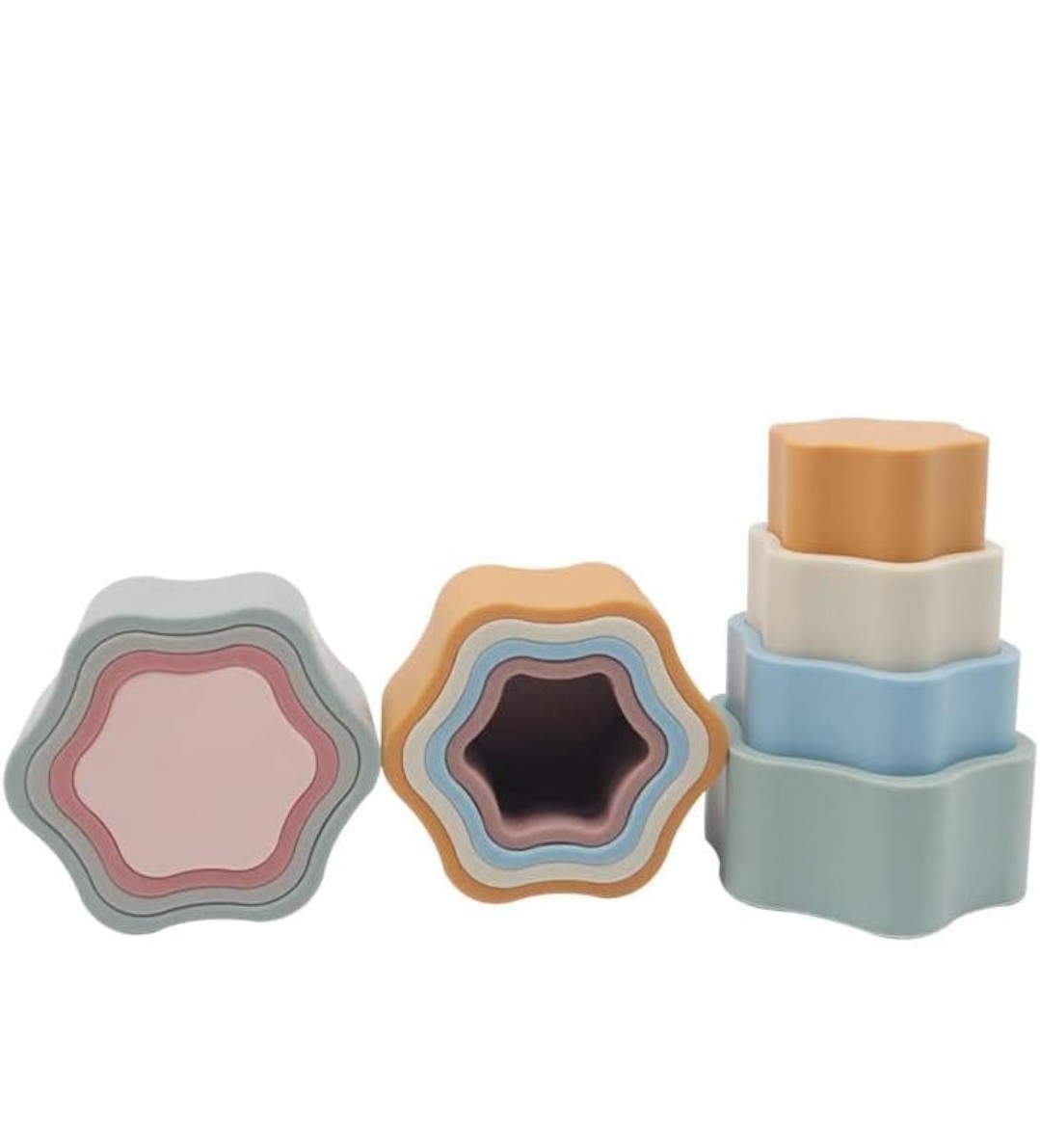 Food Grade Silicone Multicolor Stacking Toy for Babies, 0-6 Months