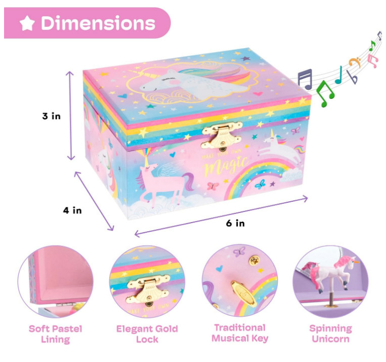 Toys for Girls Teen Kids 4 5 6 7 8 9 – Jewelkeeper Musical Unicorn Jewelry Box