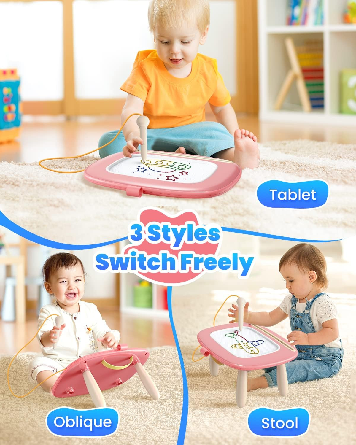 Magnetic Drawing Board, Toddler Girl Toys for 1-3 Year Old, Doodle Board Learnin