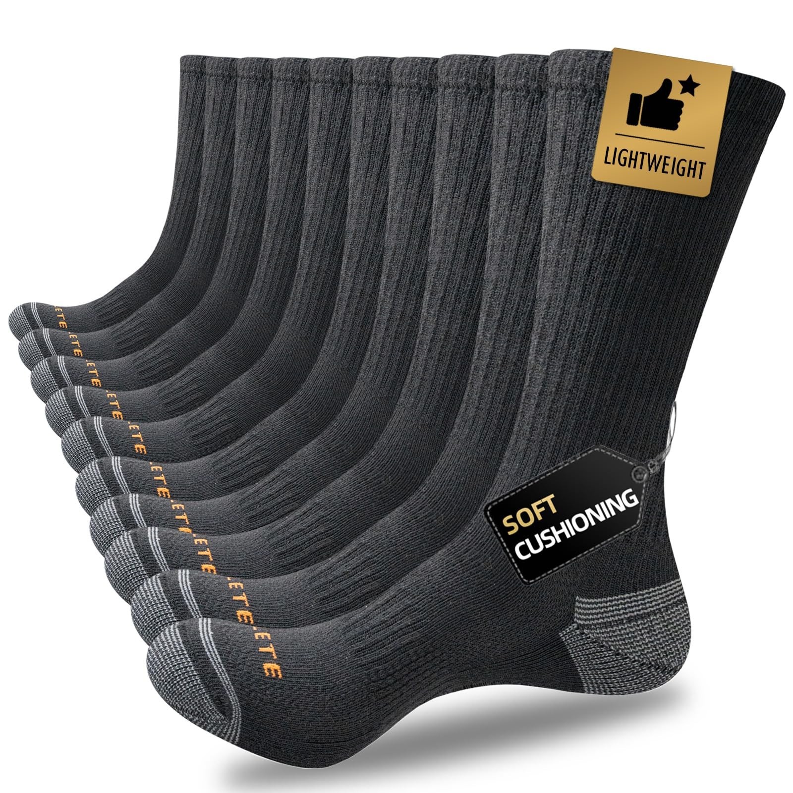 JOYNÉE Mens Athletic Crew Socks 5/10 Pairs Lightweight Cushioned Breathable