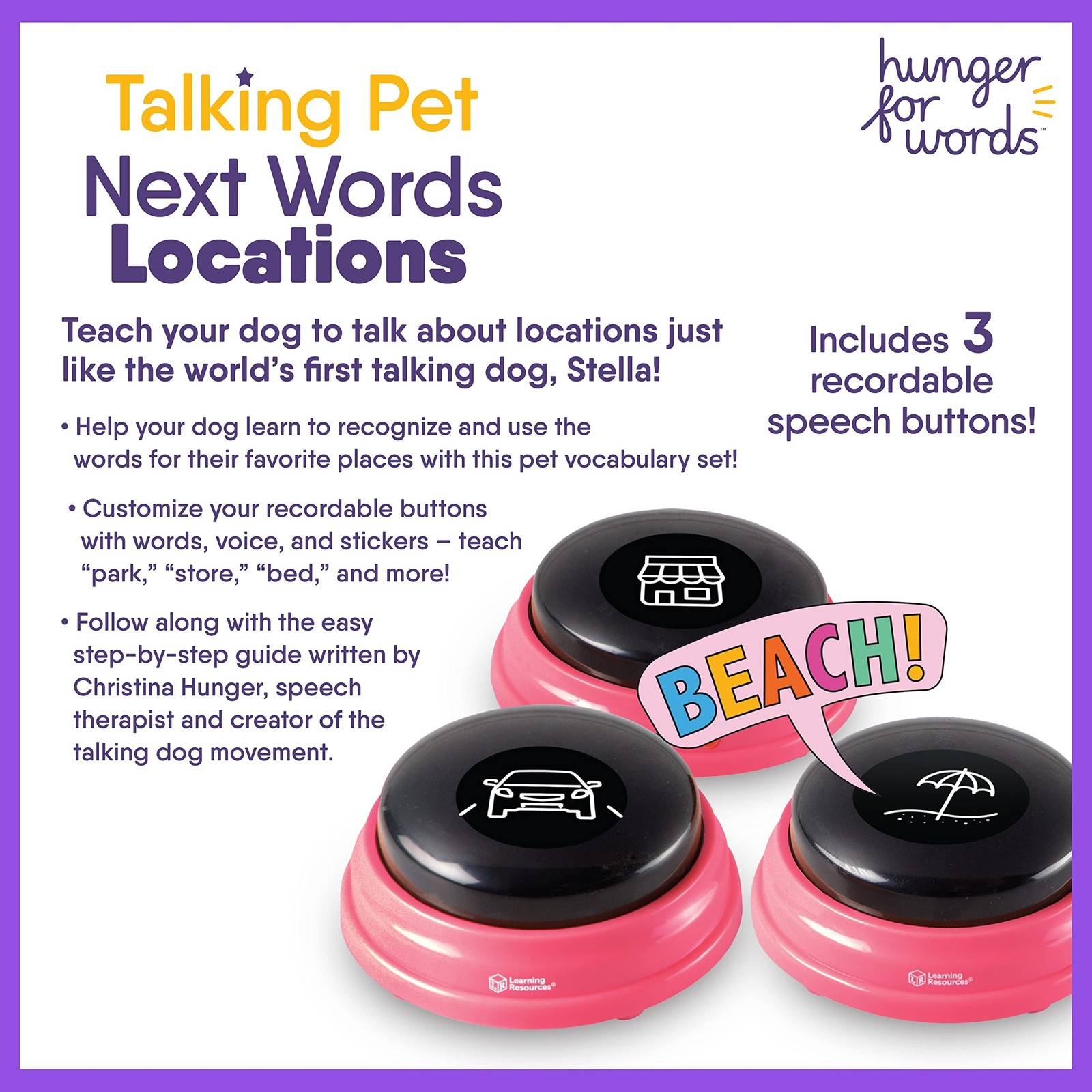 Hunger For Words Talking Pet Next Words Locations – 3 Piece Set of Recordable…