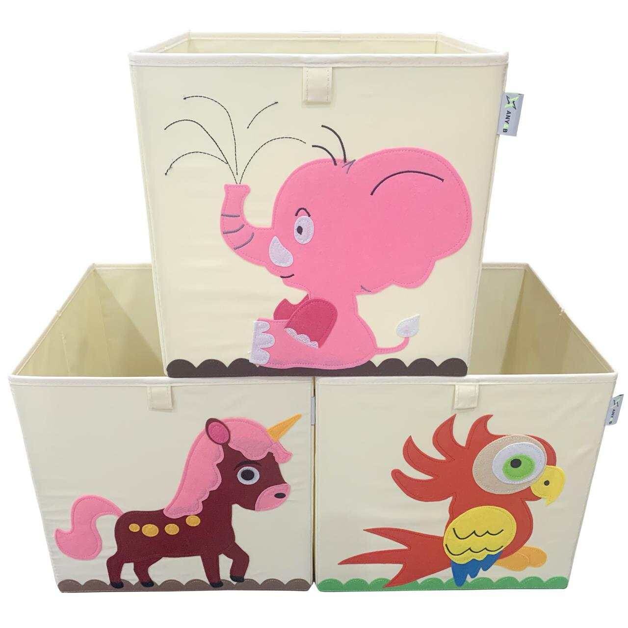 Storage organaizer 3 Pcs box bin cube for toys animal *13x13x13in*