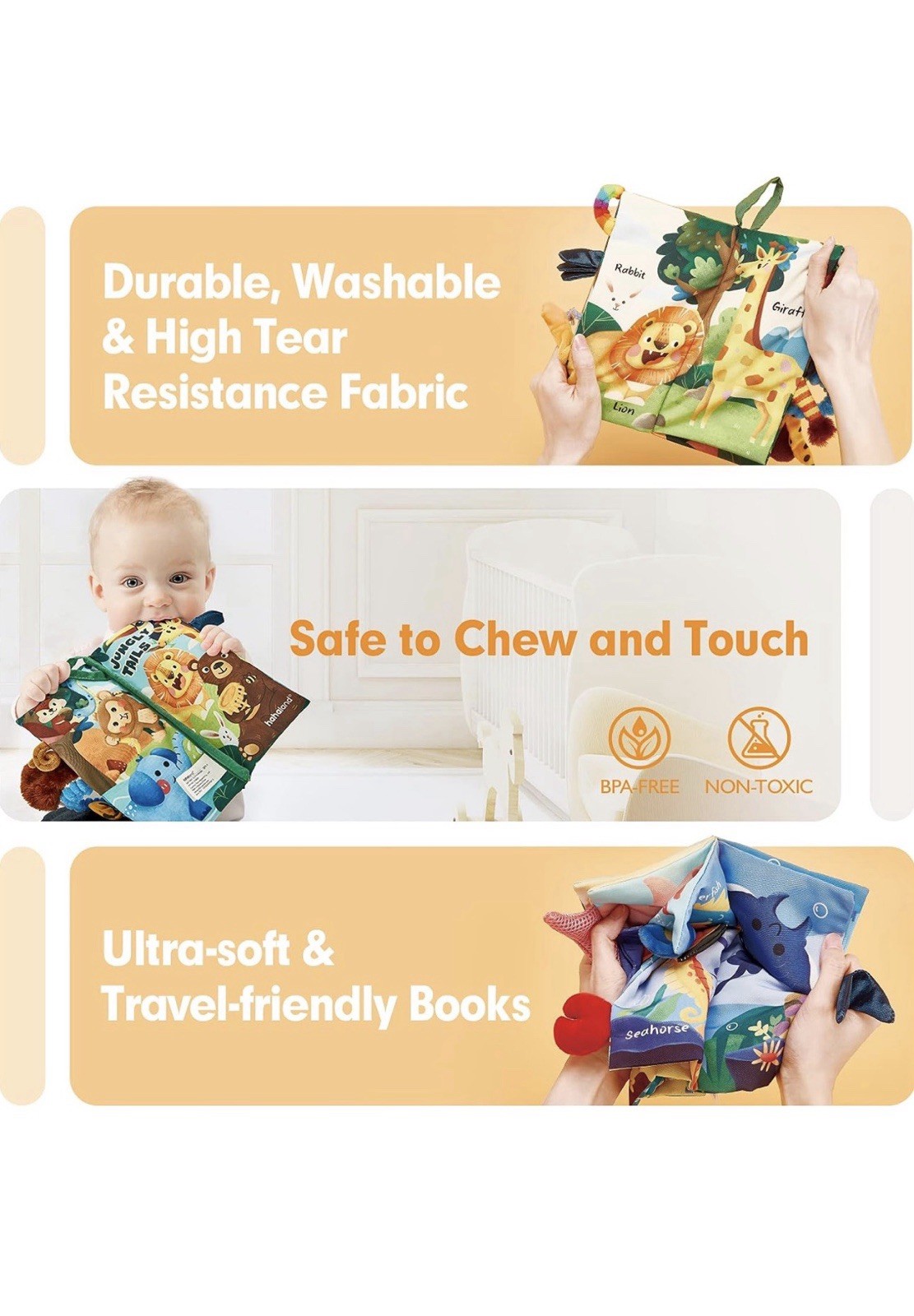 hahaland Baby Books 0-6 Months,Infant Tummy Time Toy Sensory Toys 6 to 12 Months