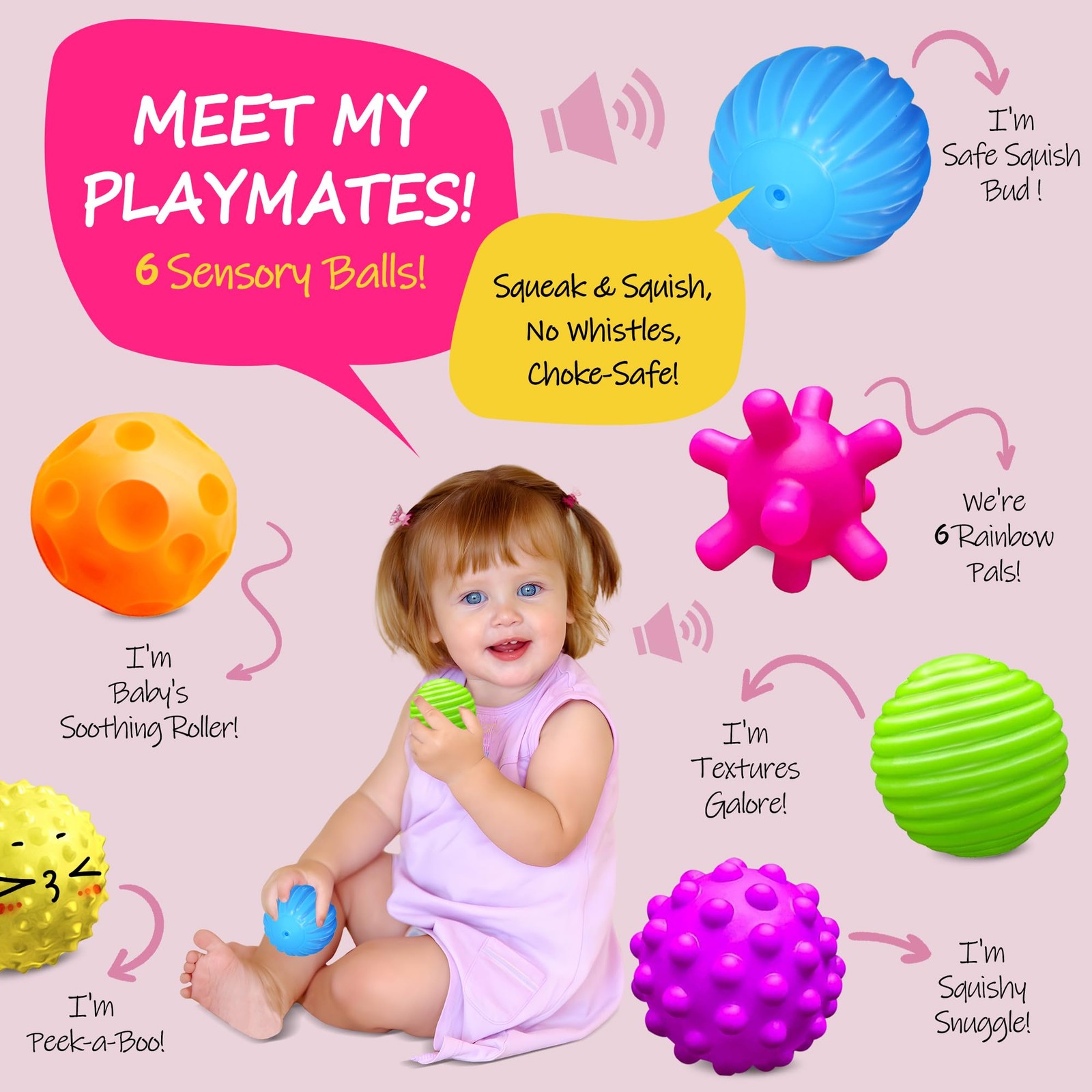 Multicolor Sensory Balls Baby Toys Tactile Development Teething and Fun