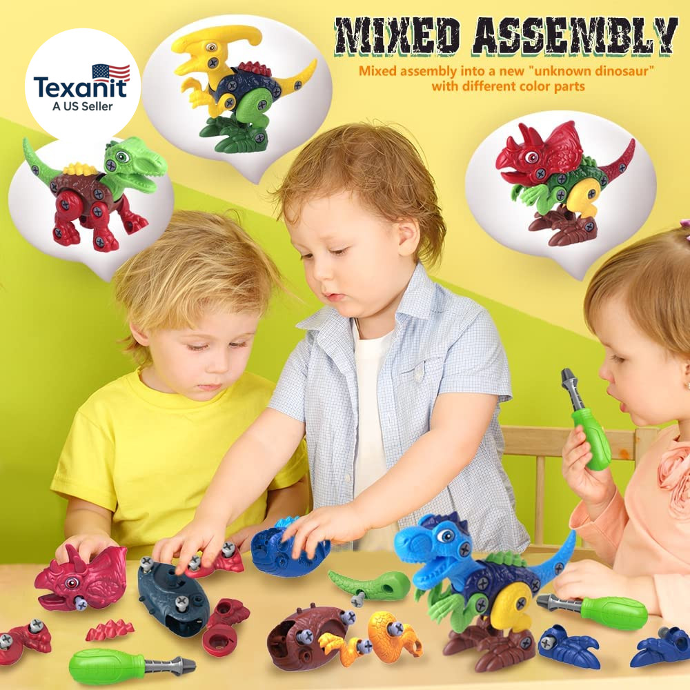Dinosaur Toys for 3, 4, 5, 6, 7 Year Old Boys, Take Apart Toys with Electric Dri