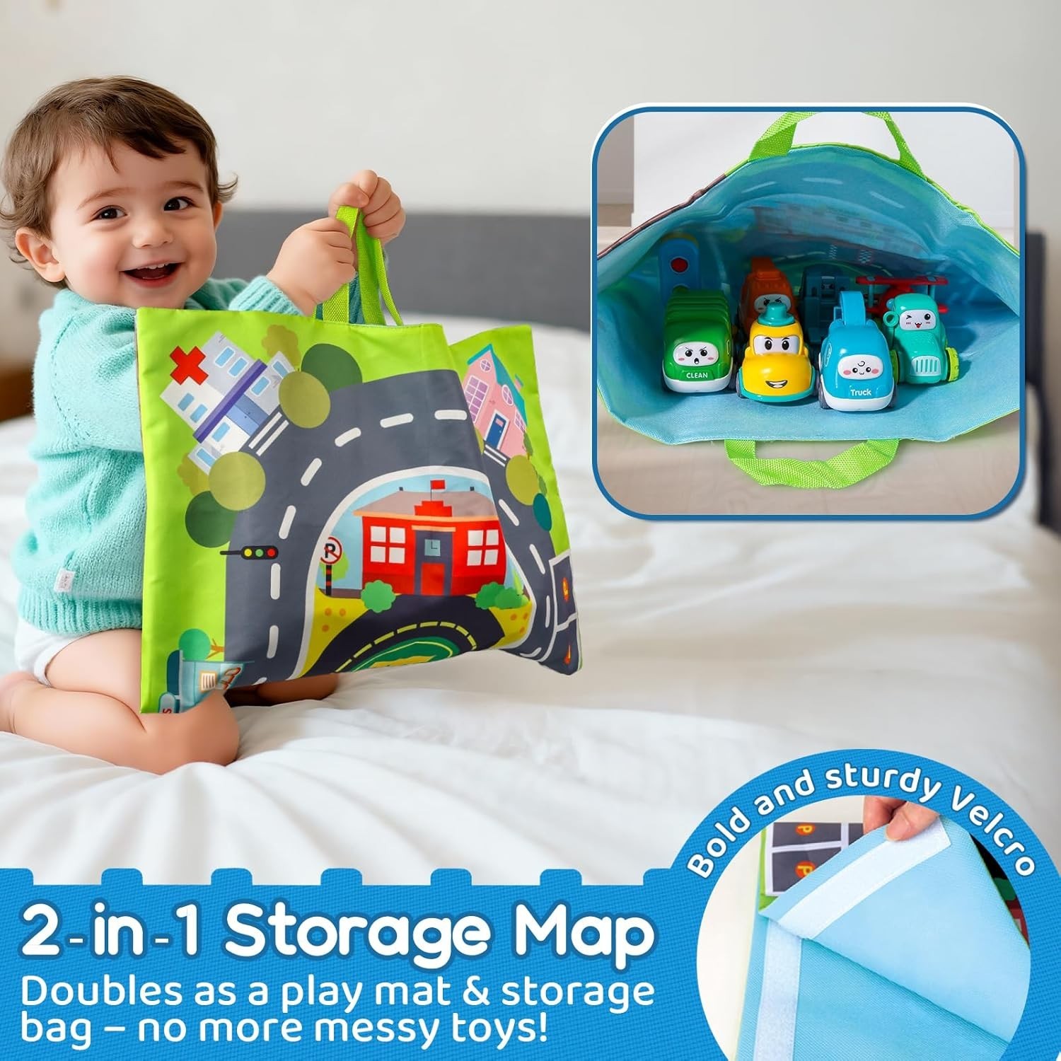 8 PCS Baby Cranes Car Toys for 1 Old Boy with Playmat/Storage Bag|1st Birthd…