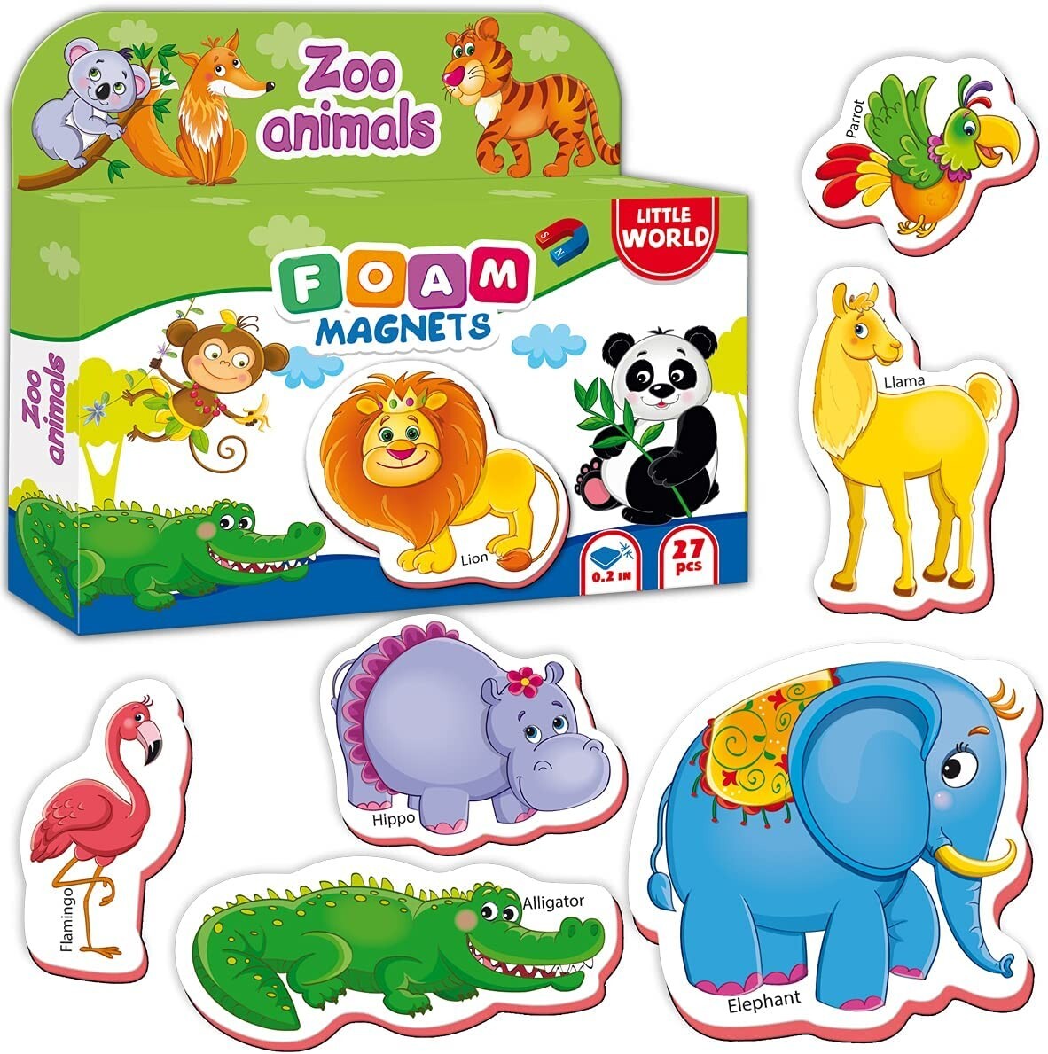 Little World 27 Foam Fridge Magnets for Toddlers – Large Toddler Magnets