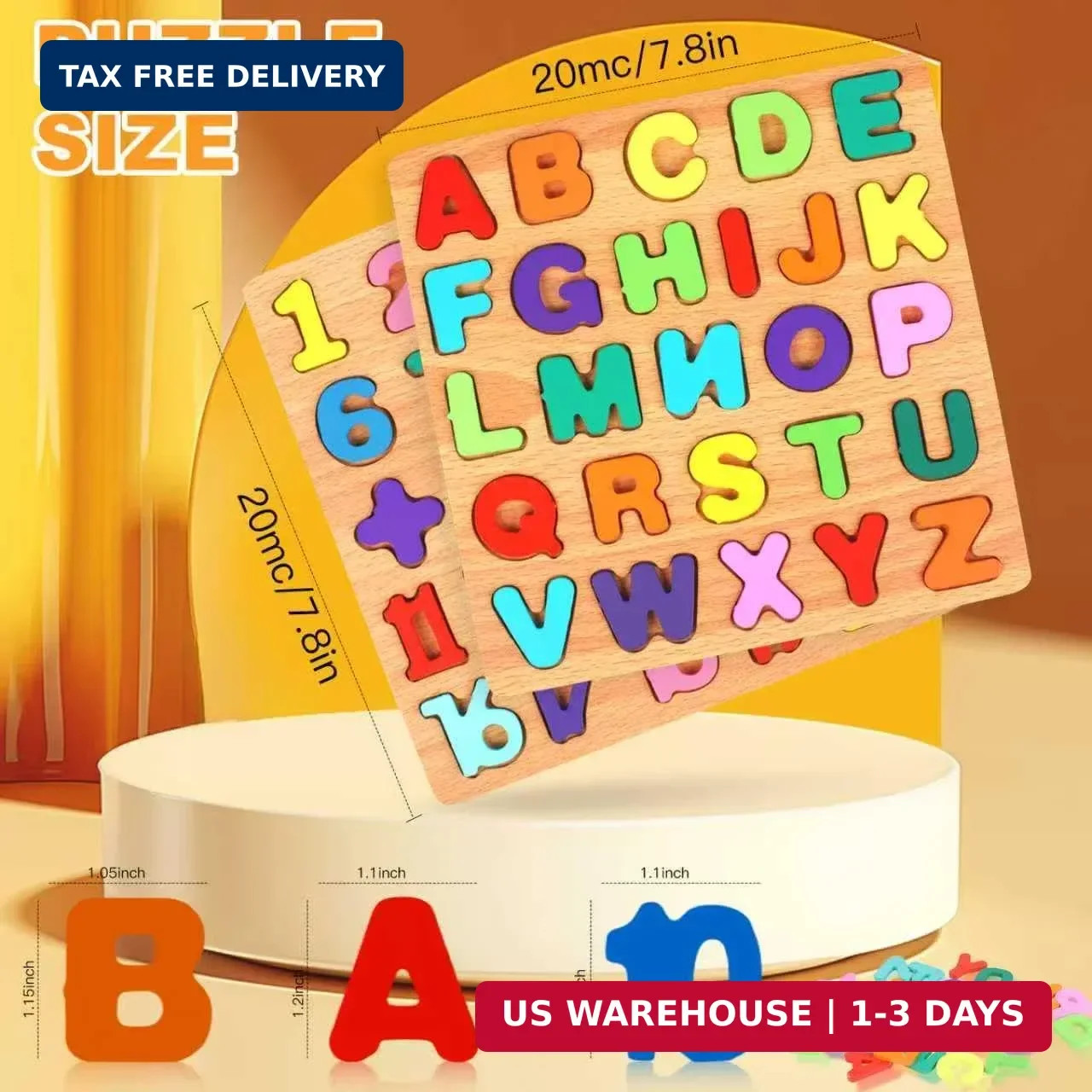 2 Pack Wooden Puzzles, Toddlers Alphabet Number Puzzles, ABC Learning Toys for K