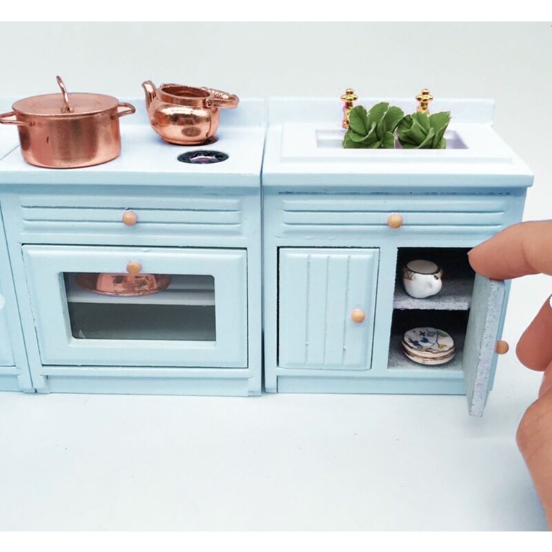 Realistic Kitchen Cabinet Set for 1/12 Scale Dollhouses Furniture Model Set
