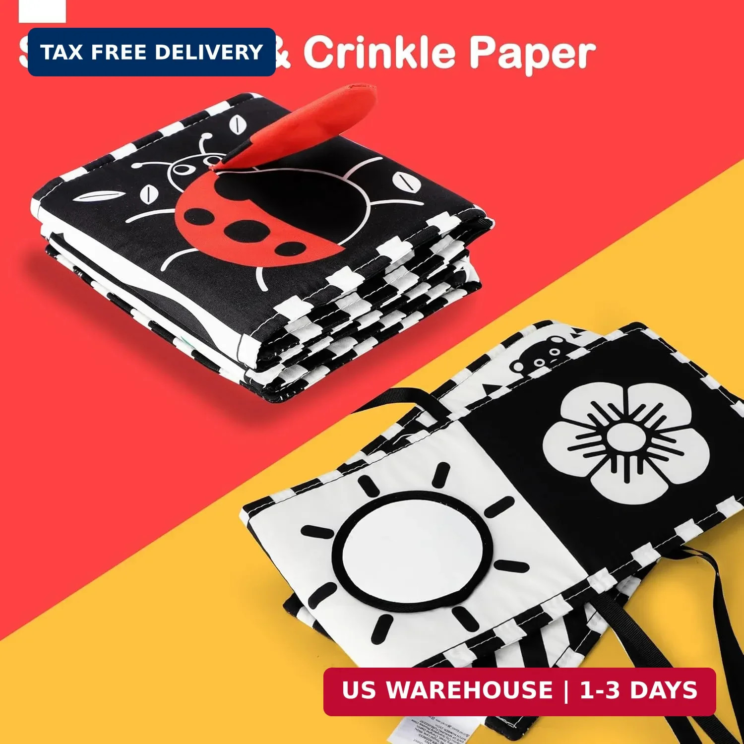 URMYWO Black & White Baby Toys Newborn Tummy Time High Contrast 0-3 Months