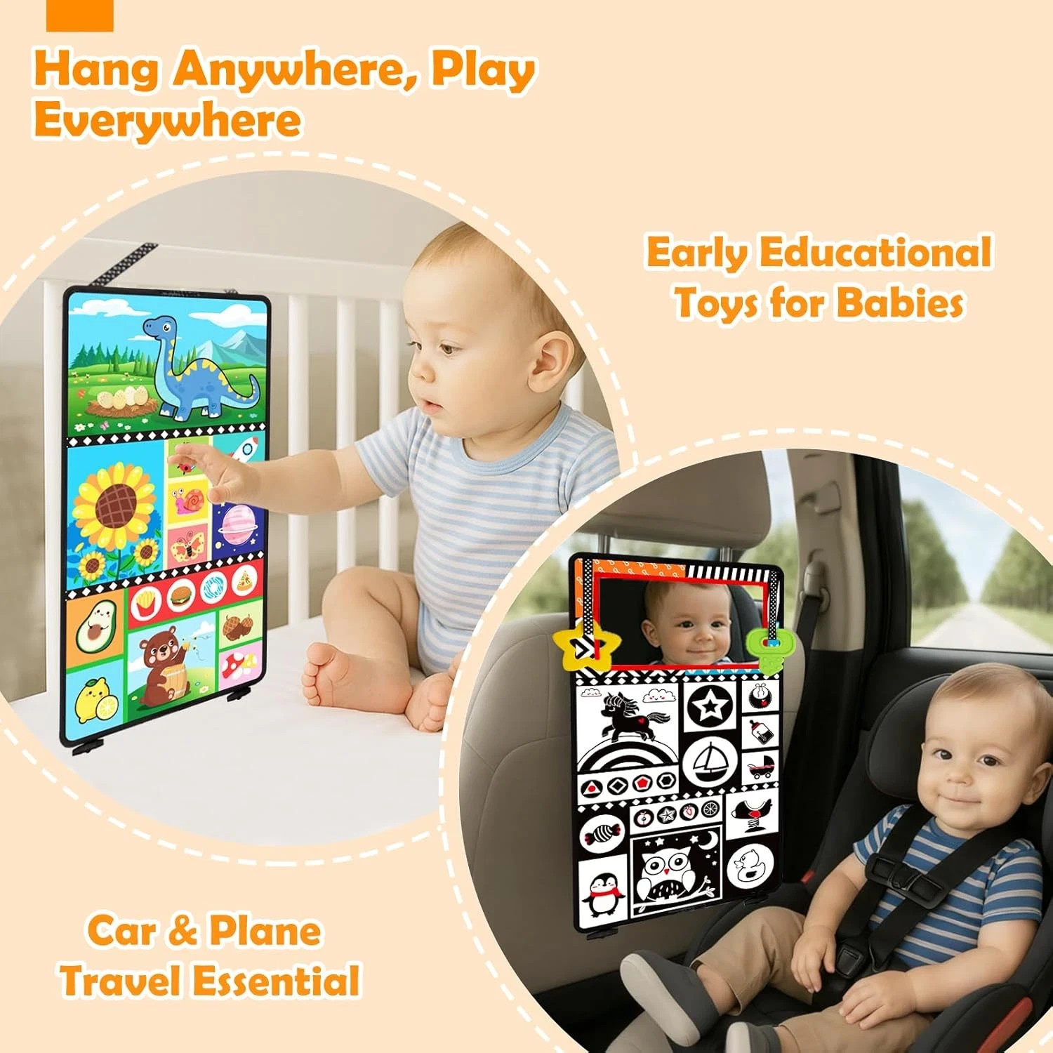 Baby Toys 0-6 Months – Tummy Time Toy Black and White High Contrast Newborn Toys