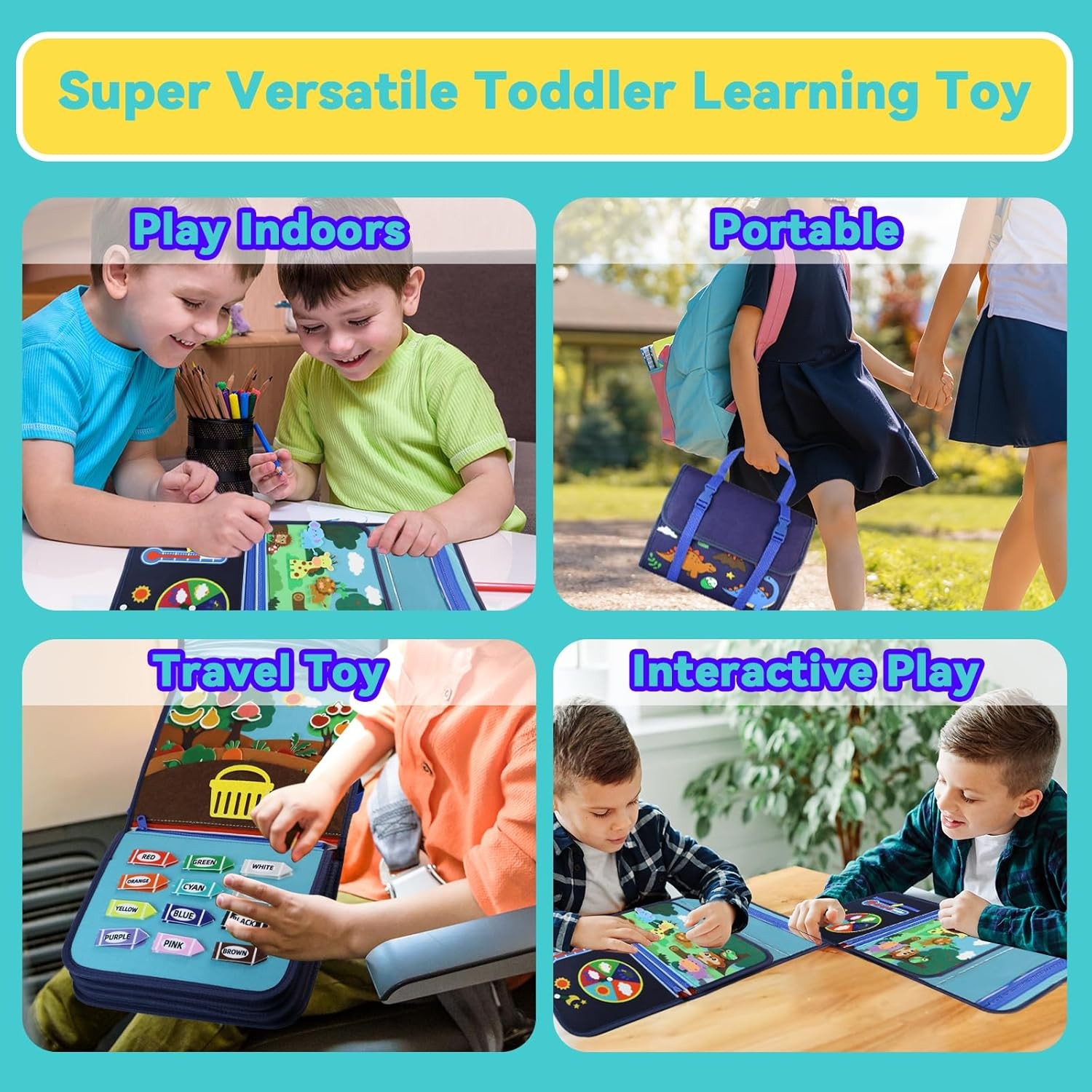 Heyous Busy Book Board Learning Montessori Toys for 1-4 Years Boy Birthday Gifts