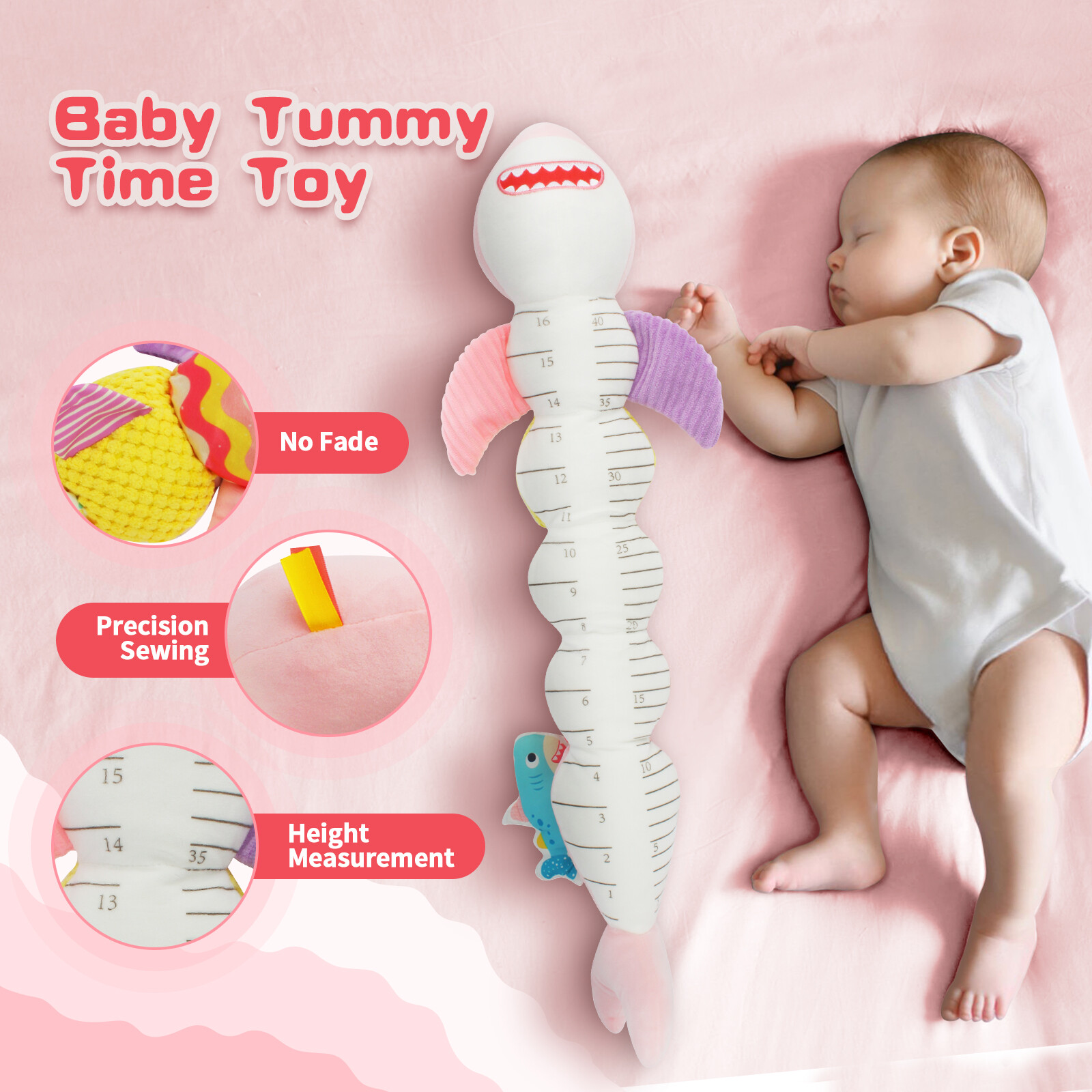 Baby Sensory Toy 0-6 Month Music Animal Stuffed Plush Shark Toy Tummy Time Toys
