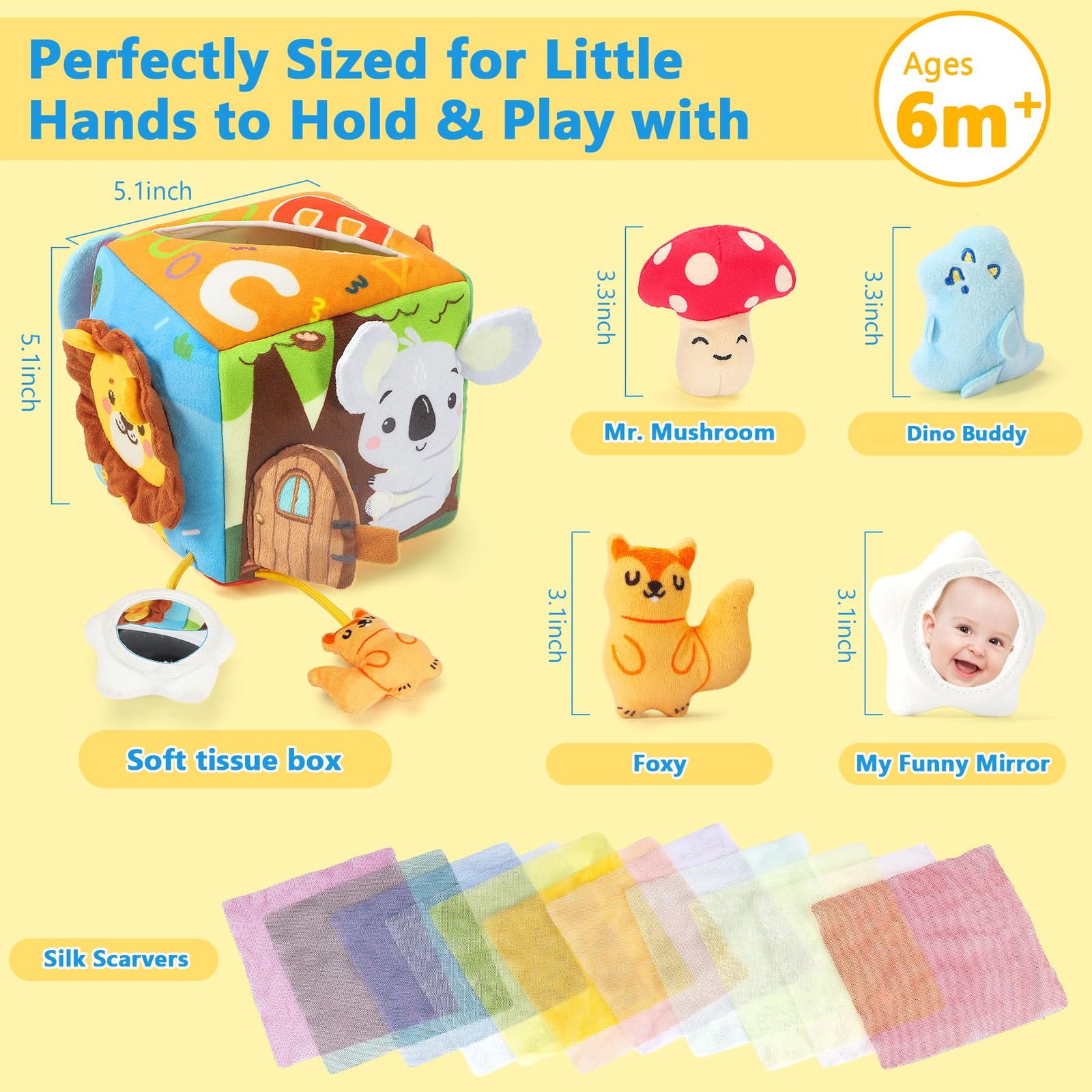 URMYWO Baby Tissue Box Toy, Montessori Sensory Toys 6-12 Months medium-large