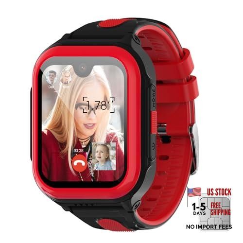 Kids Smart Watches 1.78″ AMOLED Screen Smartwatches Boys Girls 6-12 red-black