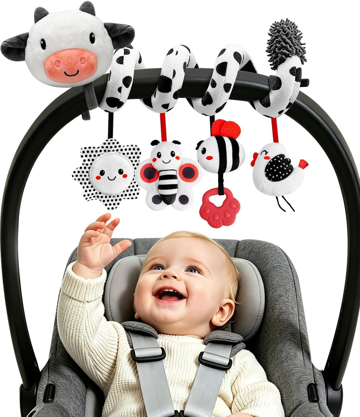 TOHIBEE Spiral Car Seat Baby Toys 0-6 Months, Infant Hanging Carseat Stroller To