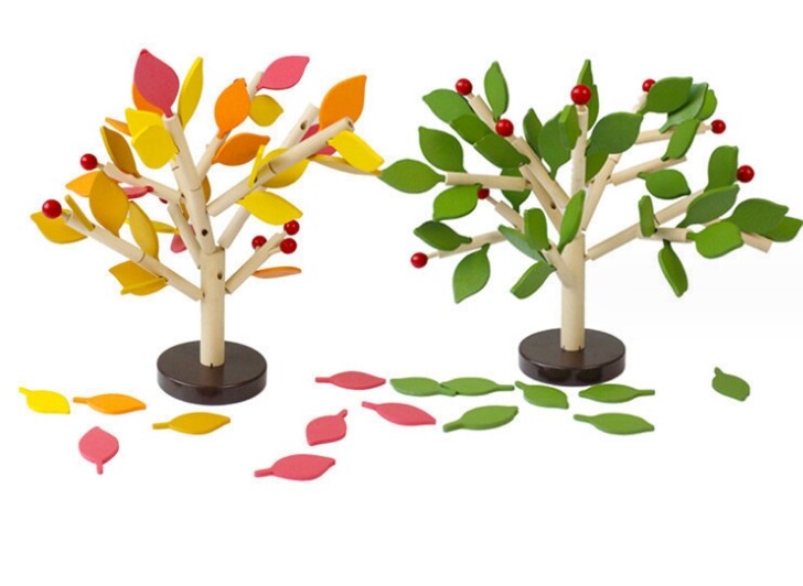 Wooden simulated leaf building block decorations for children’s puzzle toys