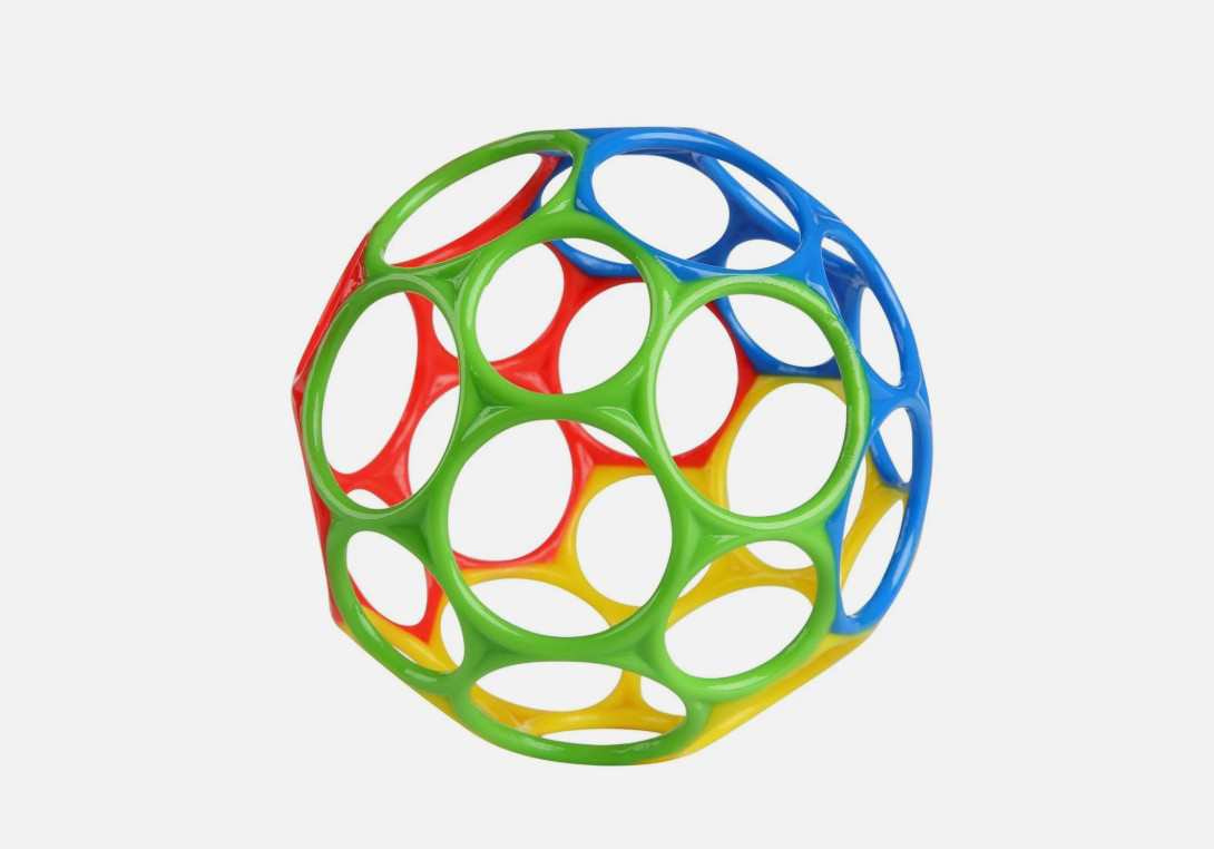 Bright Starts Oball Easy Grasp Classic Ball 1 Count (Pack of 1), Red/Yellow ball