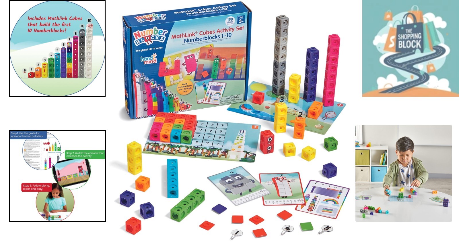 MathLink Cubes Numberblocks 1-10 Activity Set – Multicolored, 198 Pieces