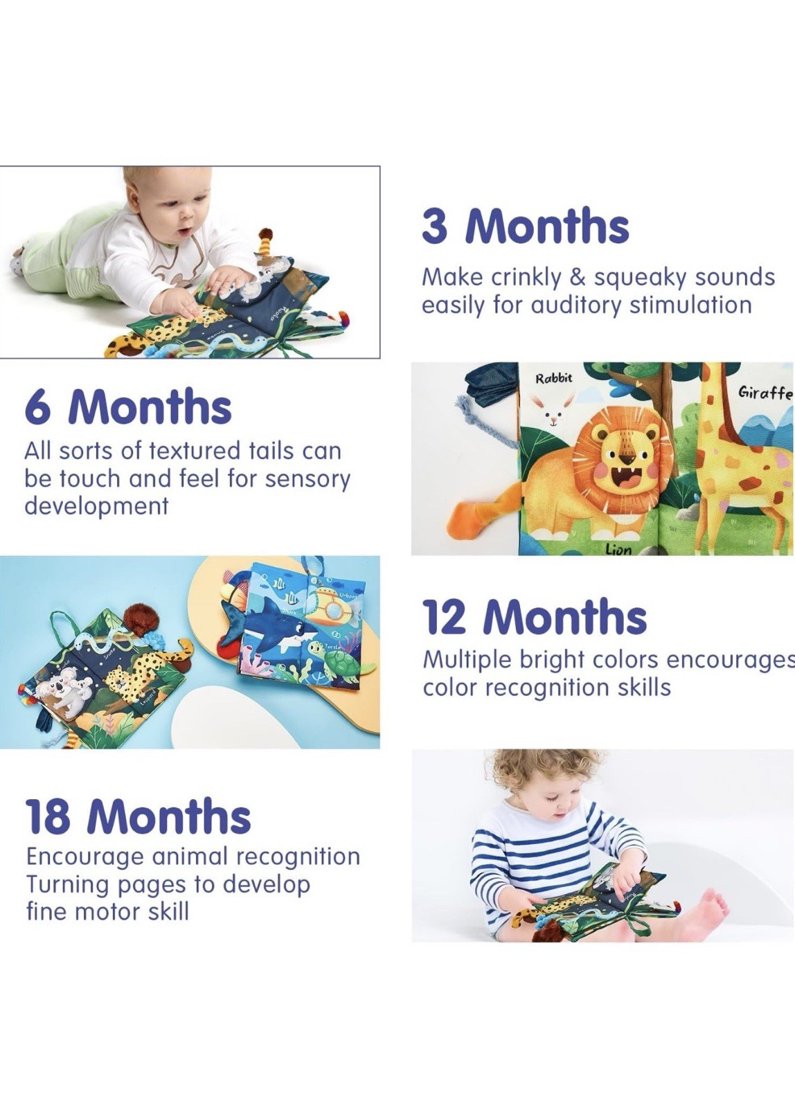 hahaland Baby Books 0-6 Months,Infant Tummy Time Toy Sensory Toys 6 to 12 Months