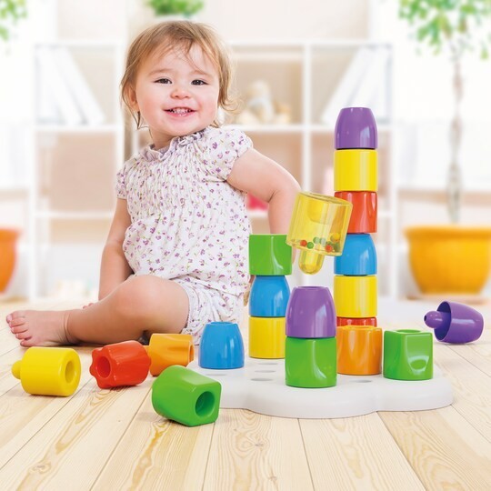 Quercetti Chunky Peggy 22pc Peg Blocks Stacking Shapes Sorting Toy 1+ Years