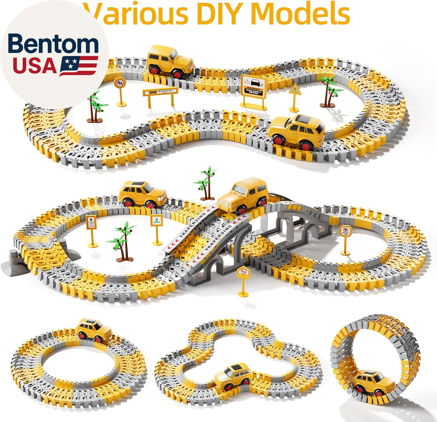 Toddlers Construction Race Tracks Toys Gifts for 3 4 5 6 Years Old Boys Kids, 2P
