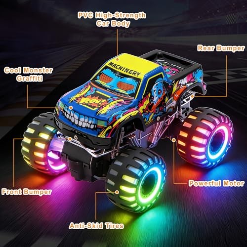 Remote Control Monster Truck Toys for Kids, 1:20 Scale 2.4GHz RC Car with