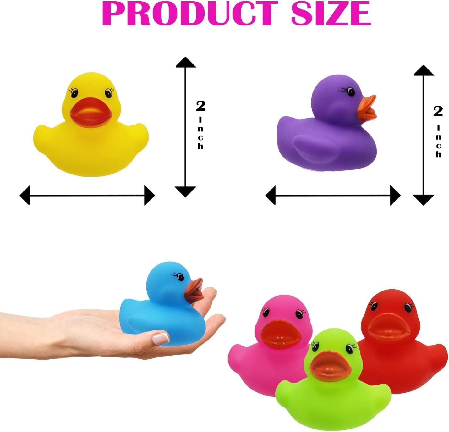 25-Count Classic Rubber Duck Toy Duckies for Kids, Six Solid Colors, Bath Bir…