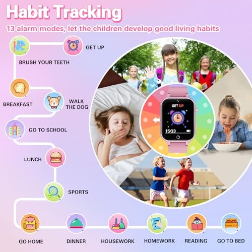 Kids Smart Watch Girls Gift for Girl Aged 6-12, HD TouchScreen Kids Watch Pink
