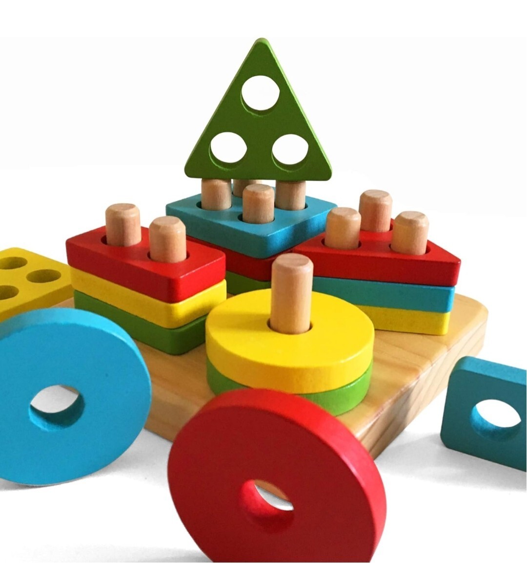 Montessori Toys for 1 2 3 4 Years Old Toddlers Wooden Sorting & Stacking Toys