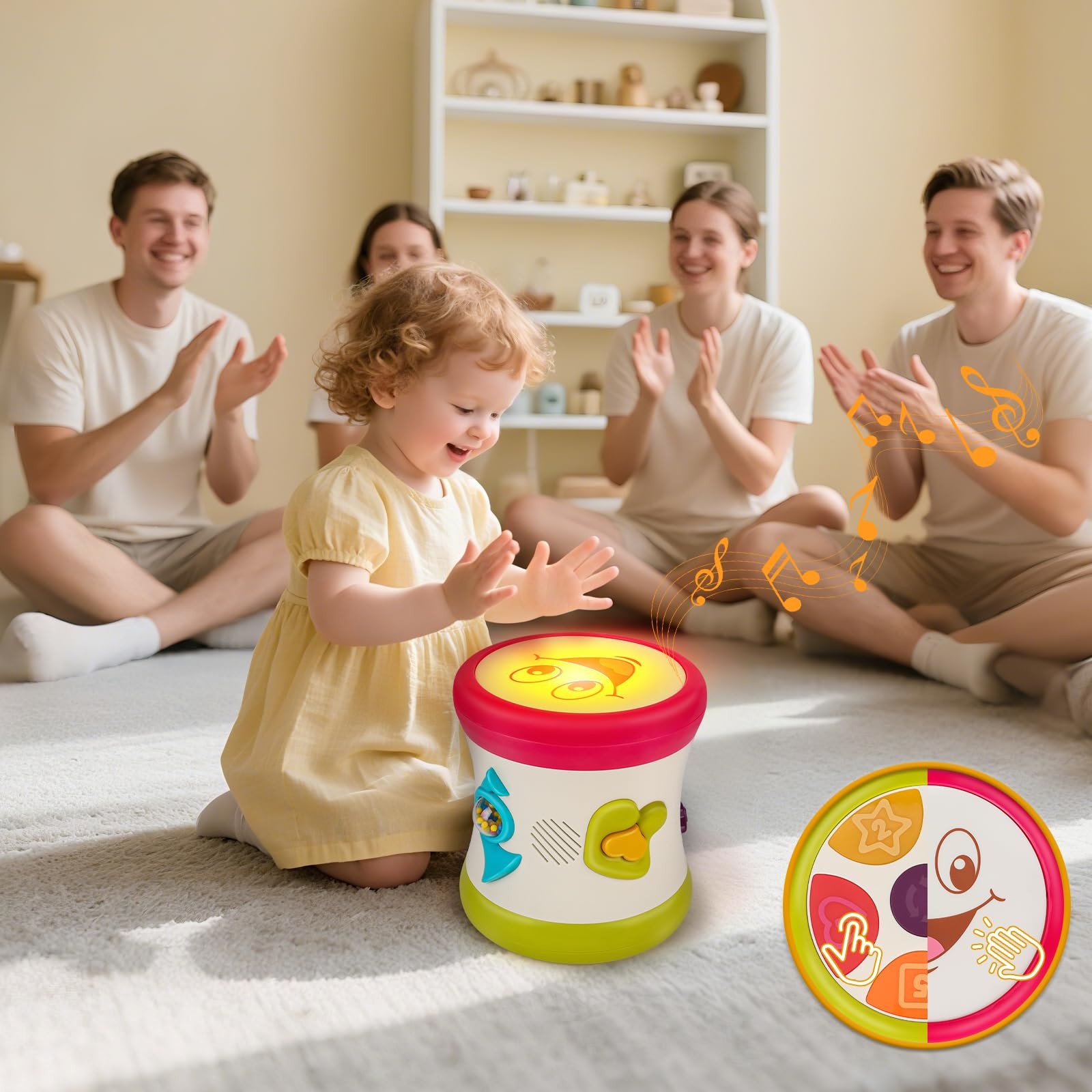 5 in 1 Baby Toy 0-6 Months Musical Early Learning Toy Drum for 1 Year Old wit…